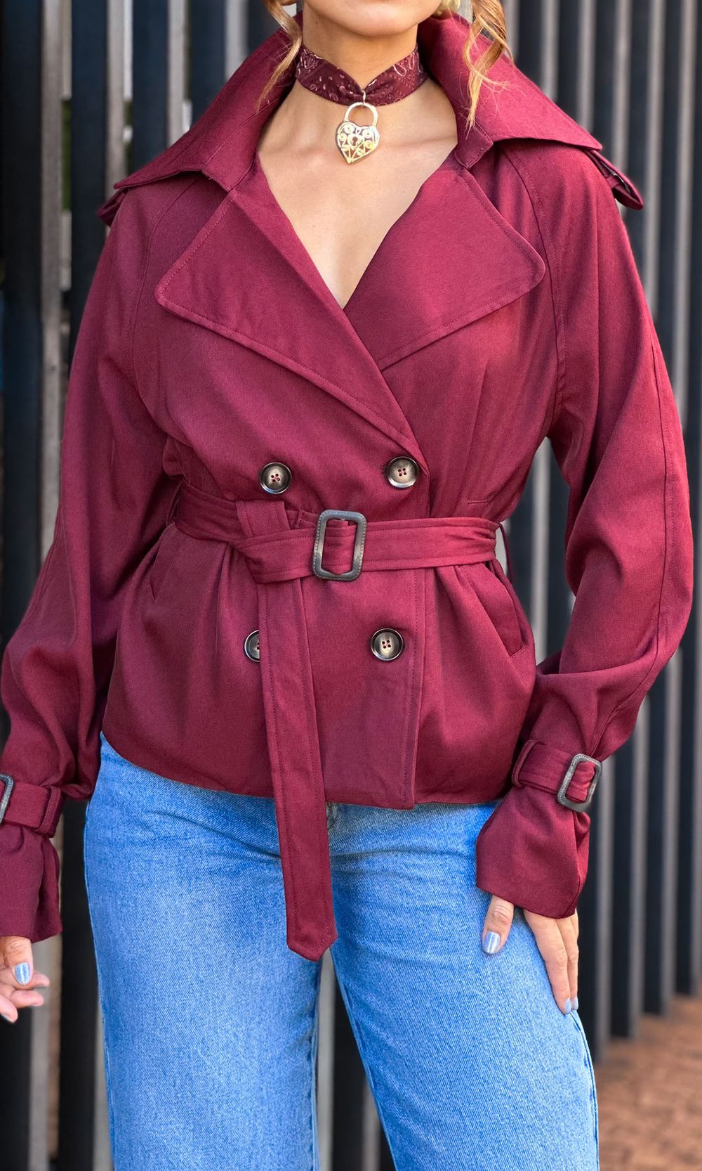 Trench Coat Curto Pellini - Bordô - Jack Modas, Moda Feminina e Acessórios 