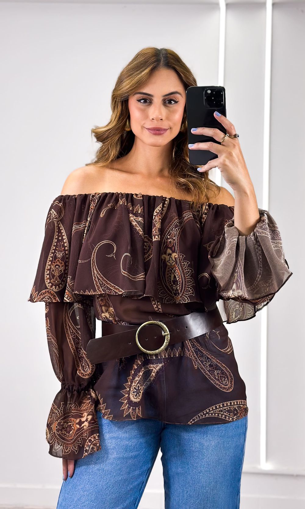 Blusa Bata Paisley - Marrom Escuro - Jack Modas, Moda Feminina e Acessórios 