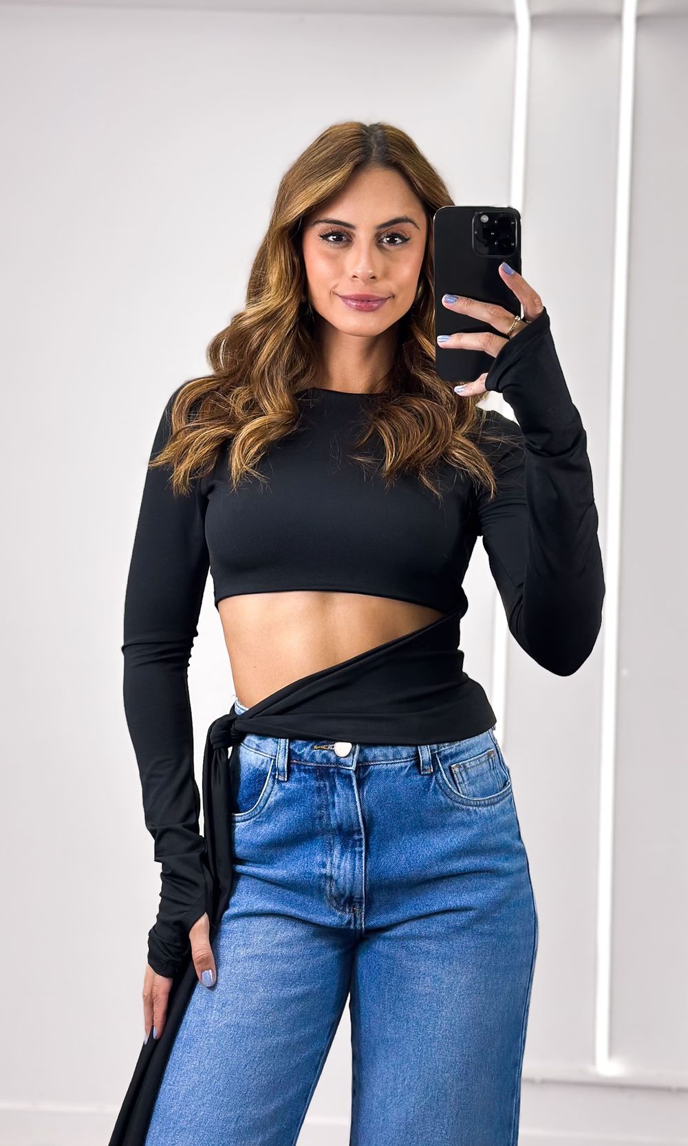 Blusa Poliamida Amarração Lateral - Preto - Jack Modas, Moda Feminina e Acessórios 