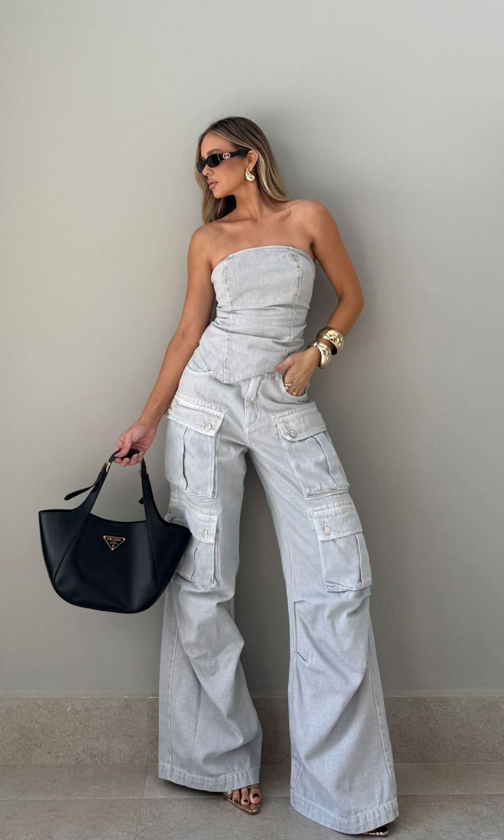 Calça Jeans Cargo Utility - Cinza Claro - Jack Modas, Moda Feminina e Acessórios 