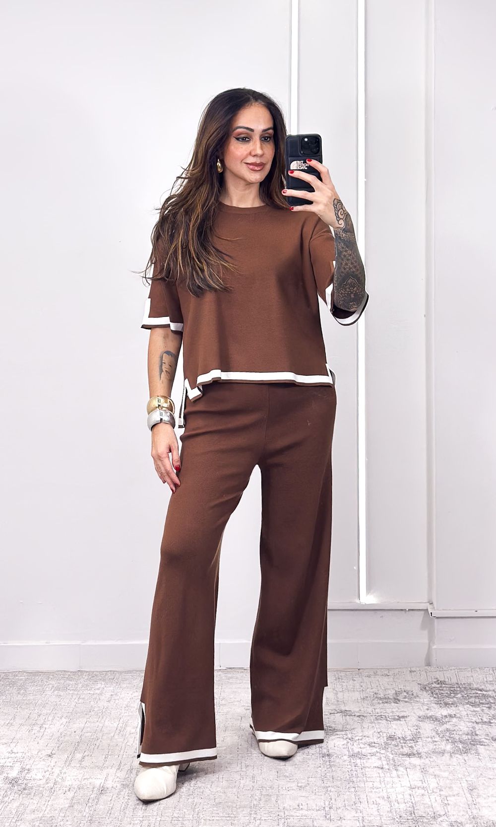 Conjunto Modal Blusa e Calça - Marrom/Branco - Jack Modas, Moda Feminina e Acessórios 
