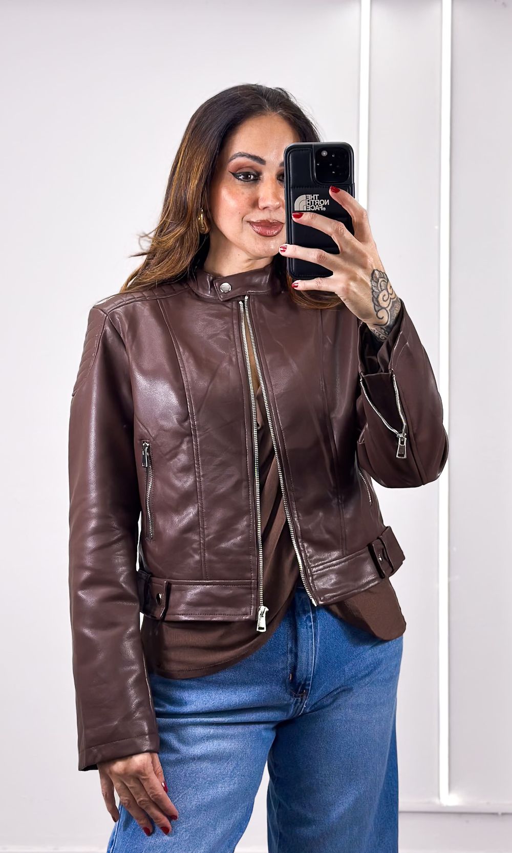 Jaqueta Courino Gola Botão - Marrom - Jack Modas, Moda Feminina e Acessórios 