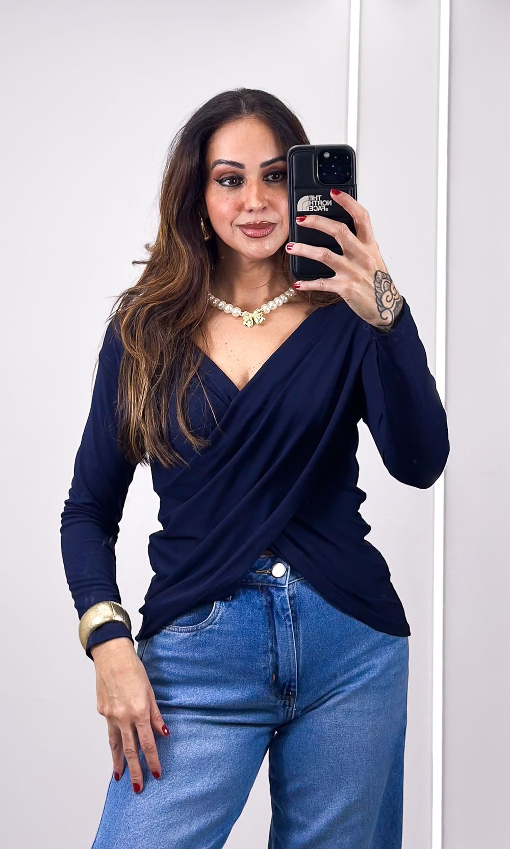 Blusa Malha Drapeada - Azul Marinho - Jack Modas, Moda Feminina e Acessórios 