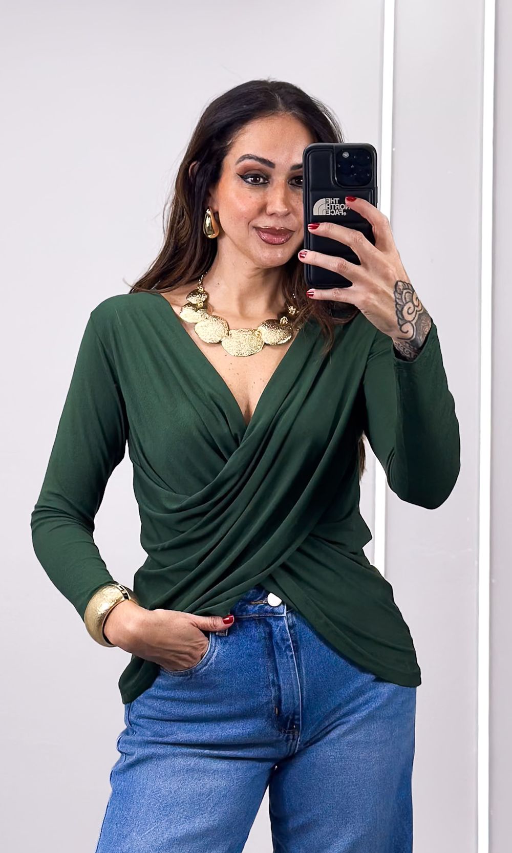 Blusa Malha Drapeada - Verde Escuro - Jack Modas, Moda Feminina e Acessórios 