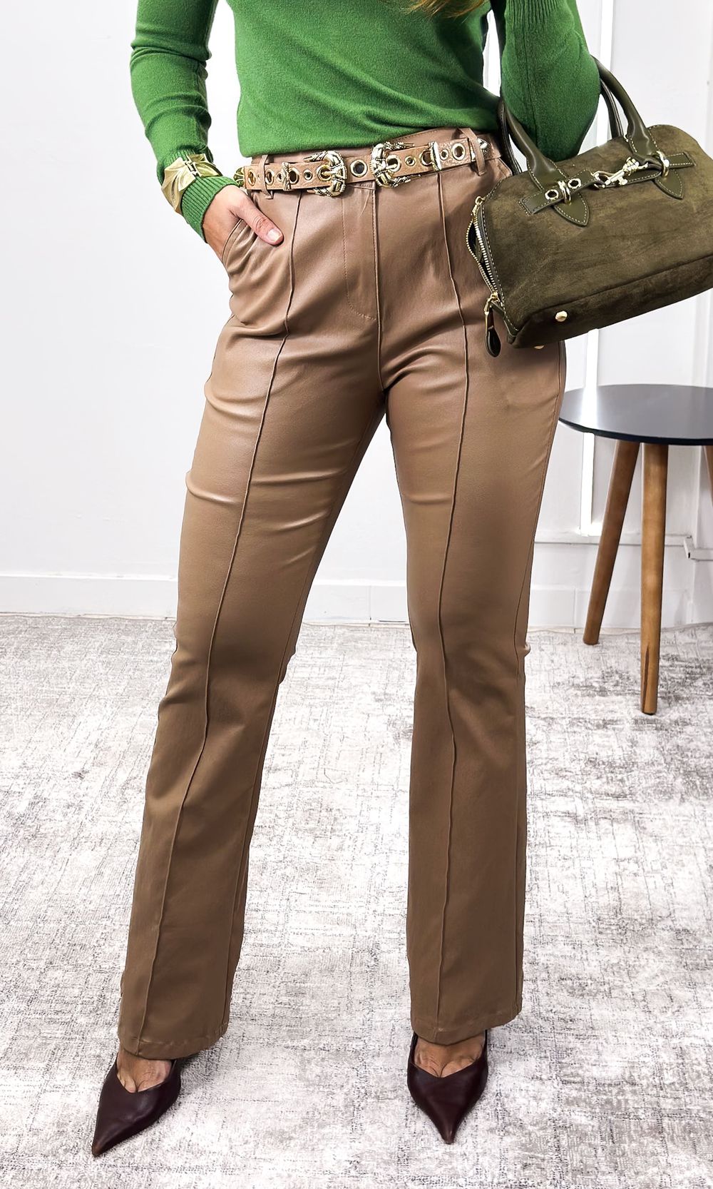 Calça Flare Resinada Geovanna - Chocolate - Jack Modas, Moda Feminina e Acessórios 