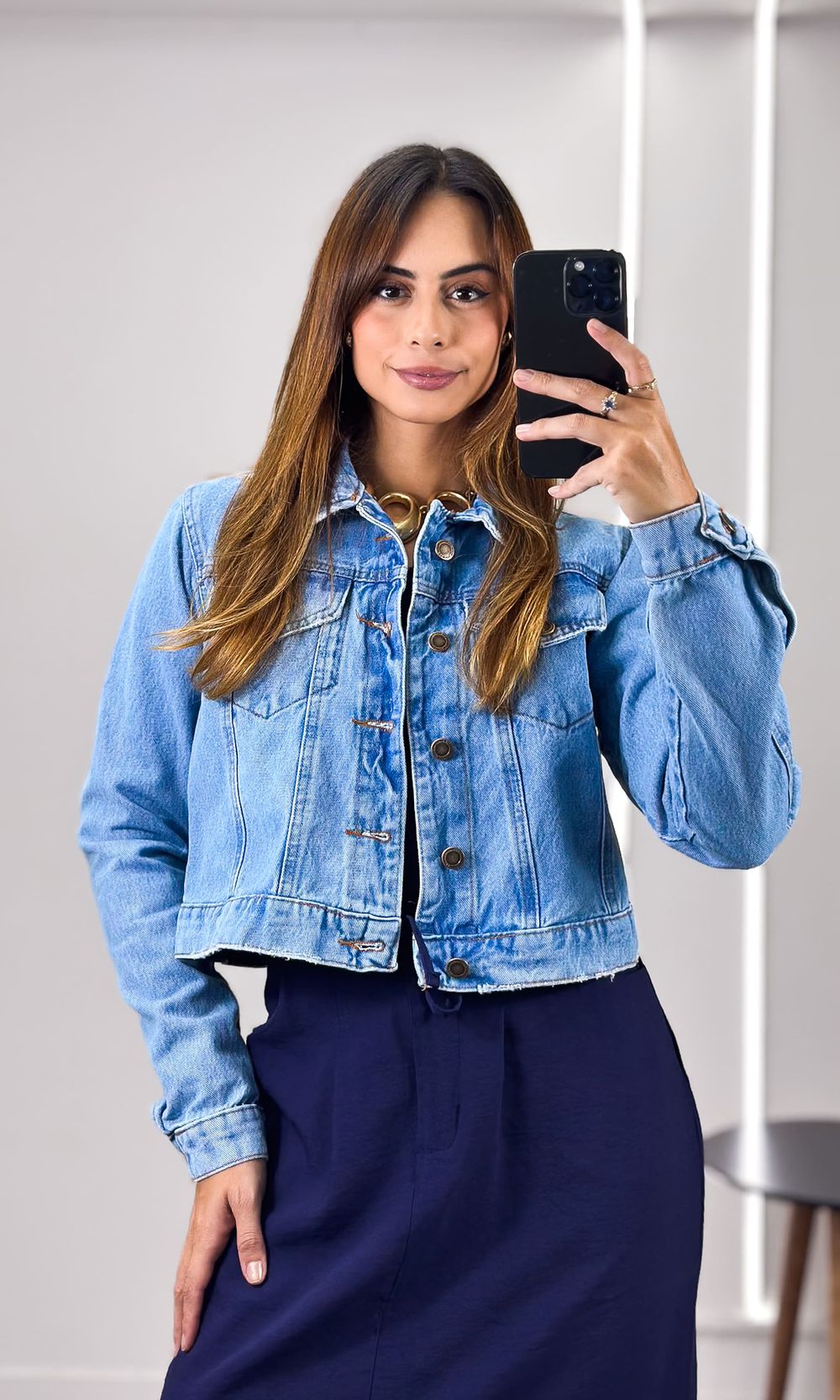 Jaqueta Curta Jeans Rayssa - Azul Claro - Jack Modas, Moda Feminina e Acessórios 