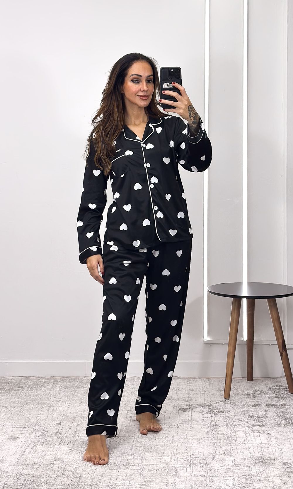 Pijama Camisa Manga Longa e Calça Corações - Preto... - Jack Modas, Moda Feminina e Acessórios 