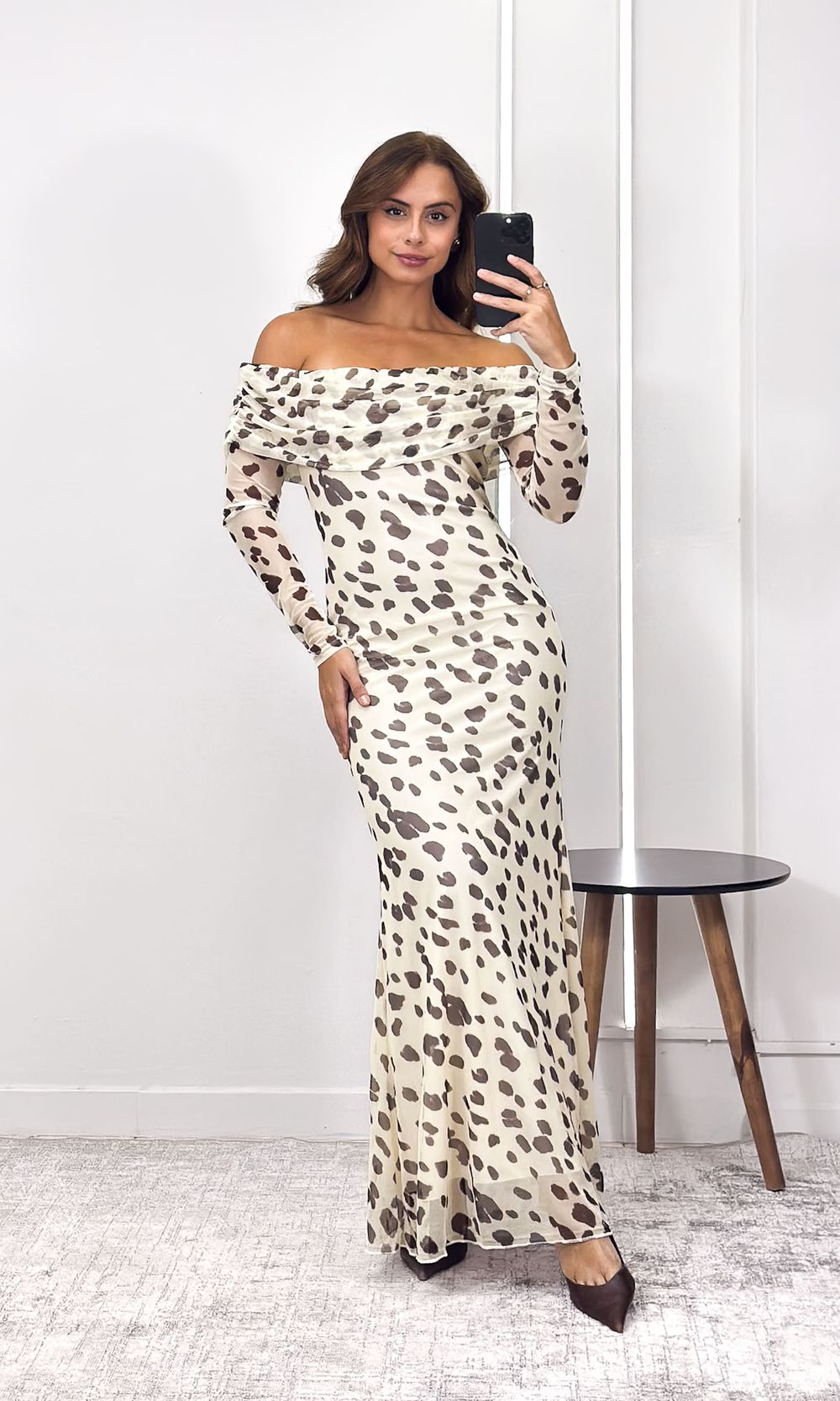 Vestido tule Ombro a Ombro Guepardo - Bege/Marrom - Jack Modas, Moda Feminina e Acessórios 