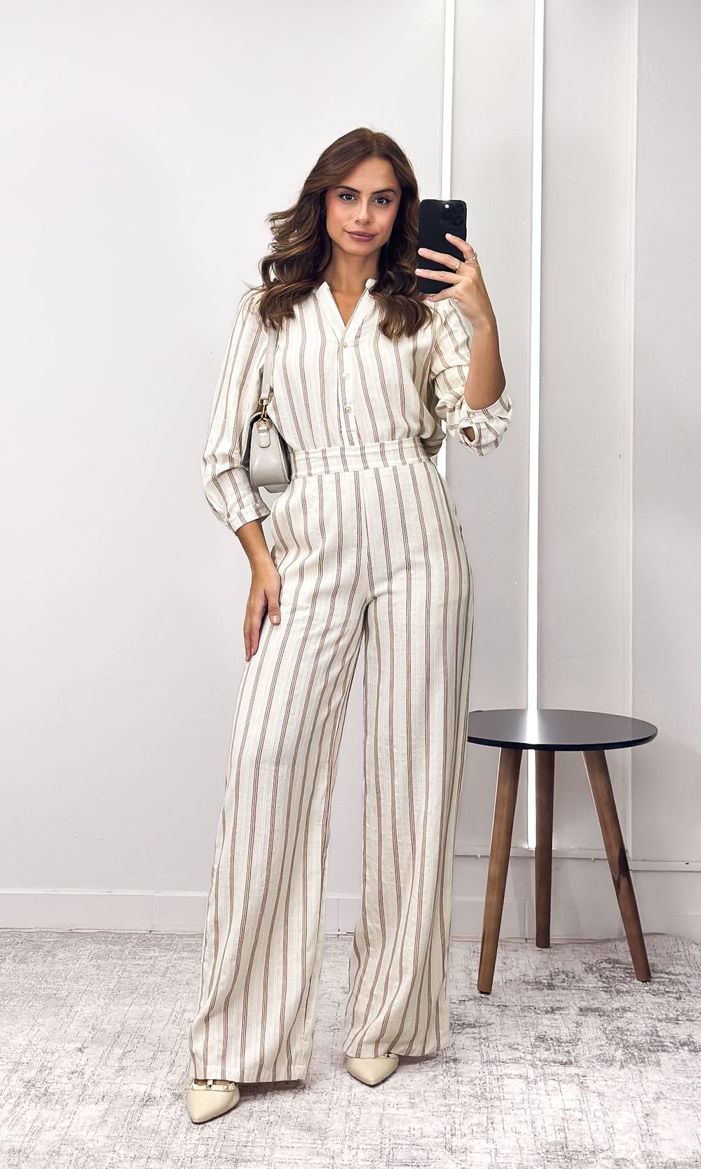 Conjunto Listrado Blusa Mullet e Calça - Cru/Marro... - Jack Modas, Moda Feminina e Acessórios 
