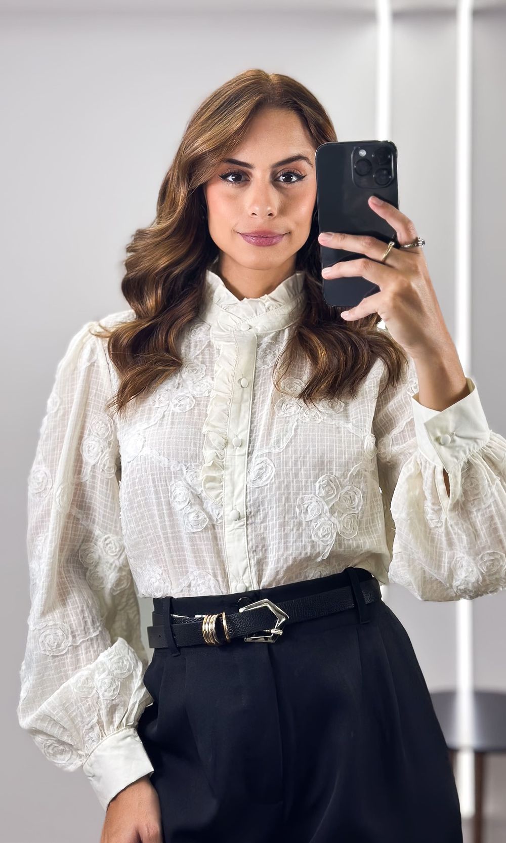 Camisa Floral Gola Drapeada - Off - Jack Modas, Moda Feminina e Acessórios 
