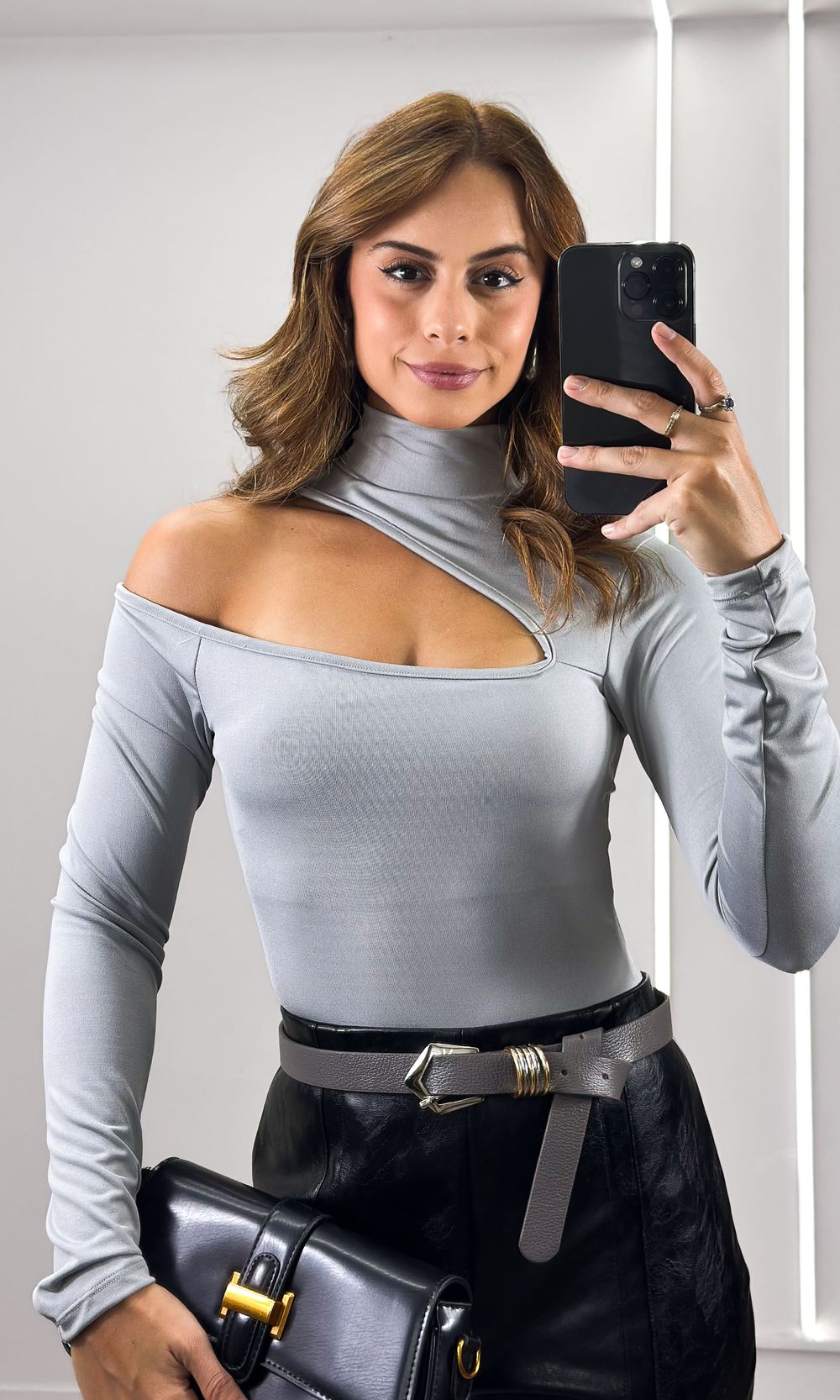 Body Poliamida Assimétrico Gola - Cinza - Jack Modas, Moda Feminina e Acessórios 