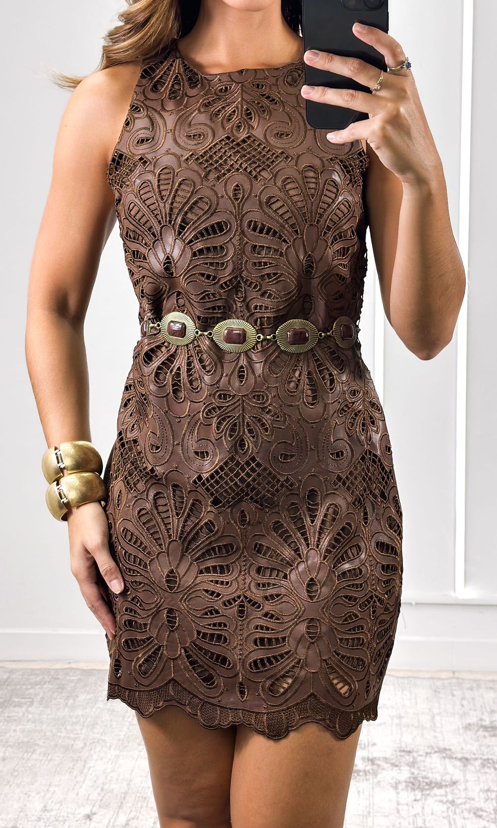 Vestido Curto Courino Floral - Marrom - Jack Modas, Moda Feminina e Acessórios 