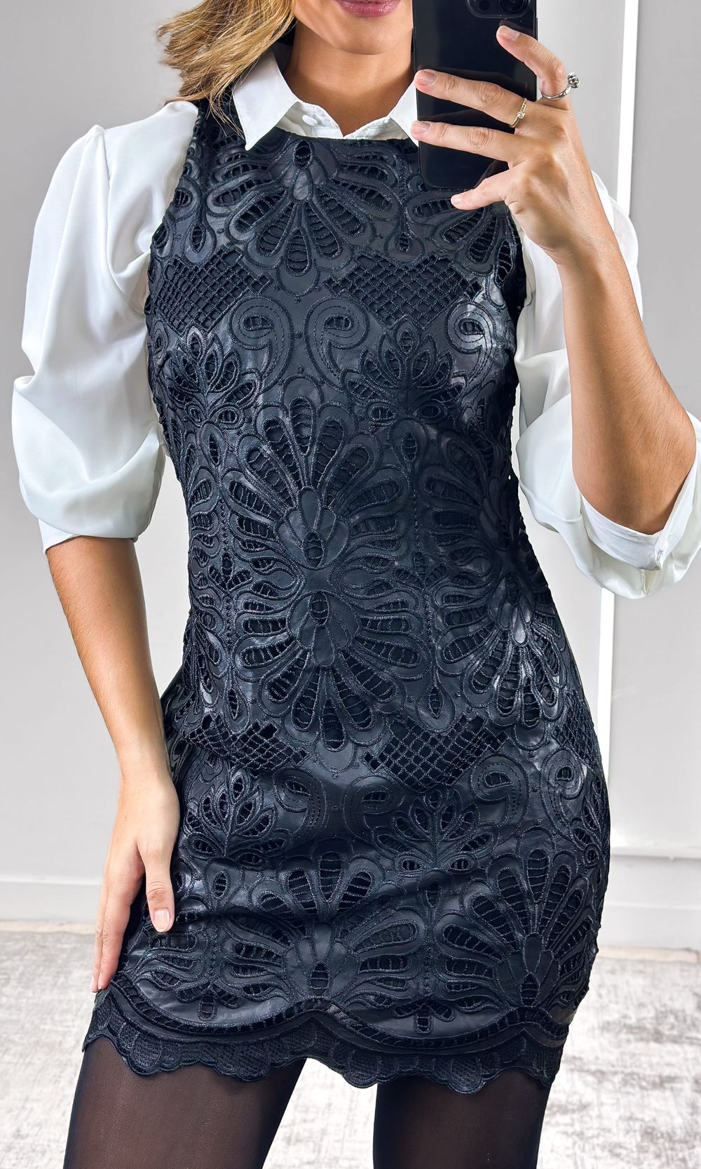 Vestido Curto Courino Floral - Preto - Jack Modas, Moda Feminina e Acessórios 