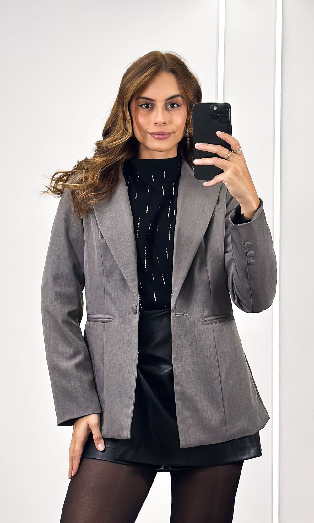 Blazer Alfaiataria Fim - Cinza Chumbo
