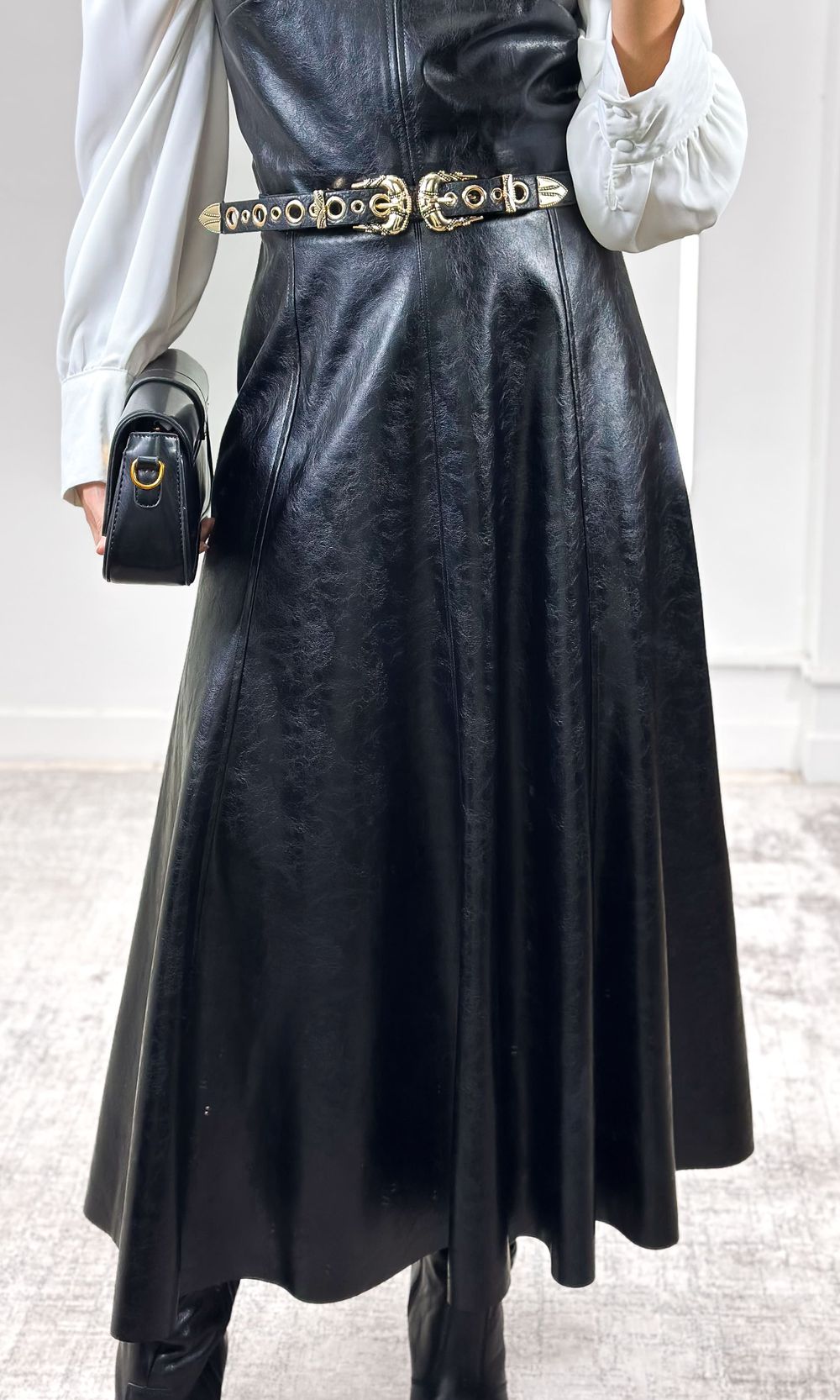 Saia Godê Courino Kathe - Preto - Jack Modas, Moda Feminina e Acessórios 