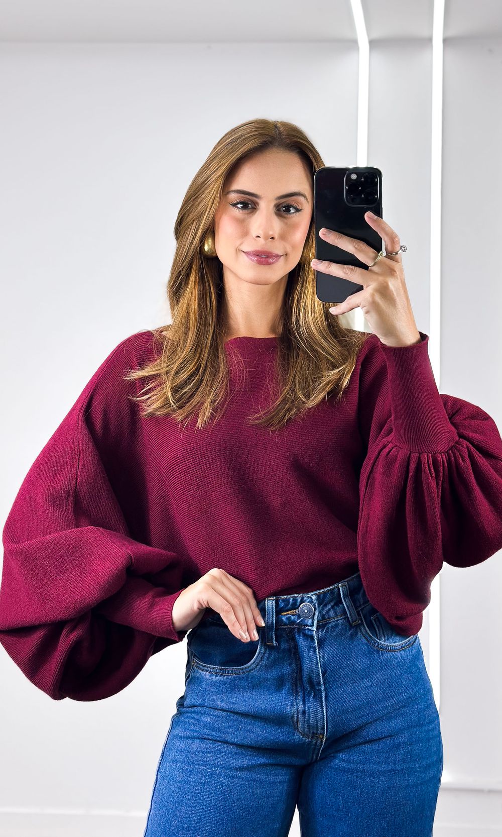 Blusa Ampla Tricô Modal Eloá - Marsala - Jack Modas, Moda Feminina e Acessórios 