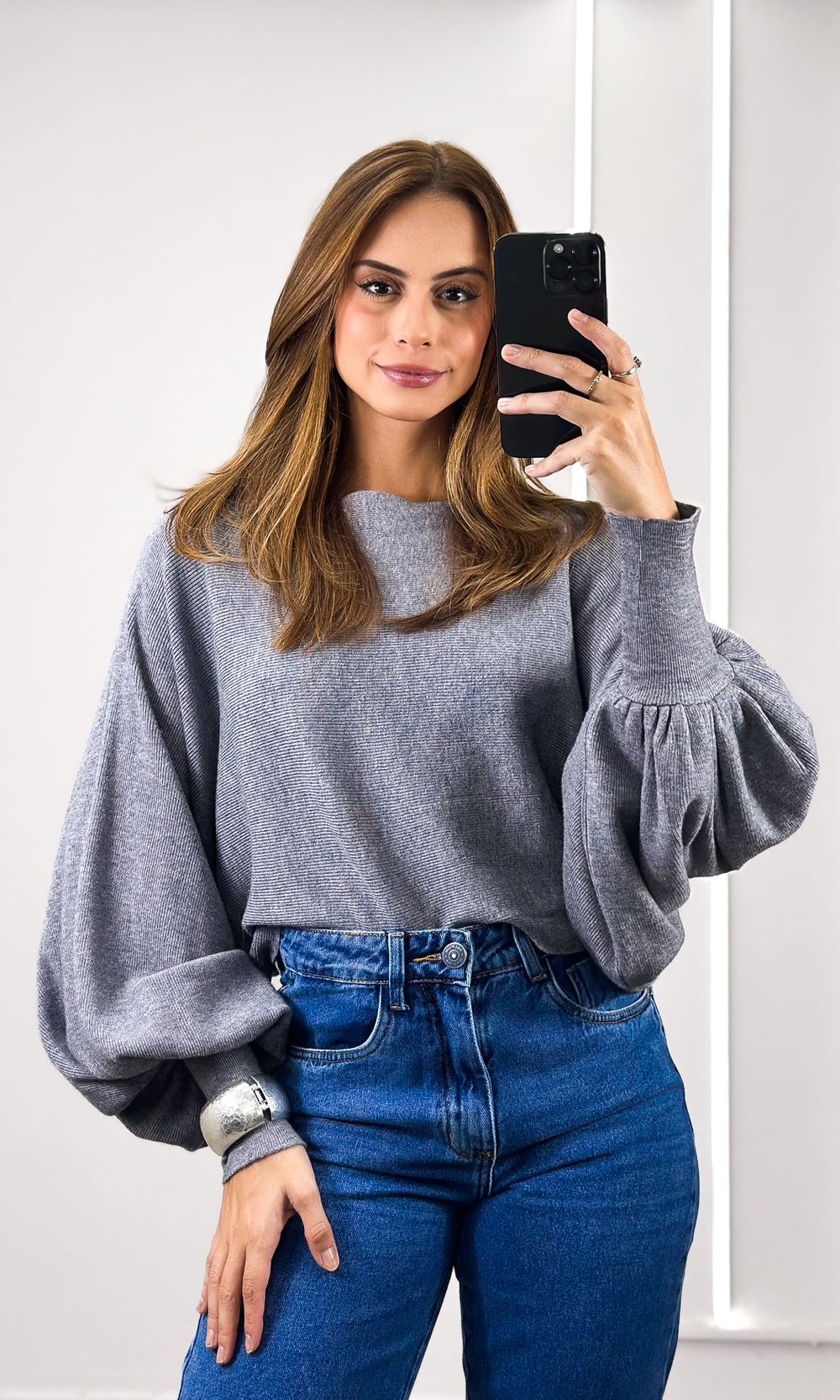 Blusa Ampla Tricô Modal Eloá - Cinza Mescla - Jack Modas, Moda Feminina e Acessórios 