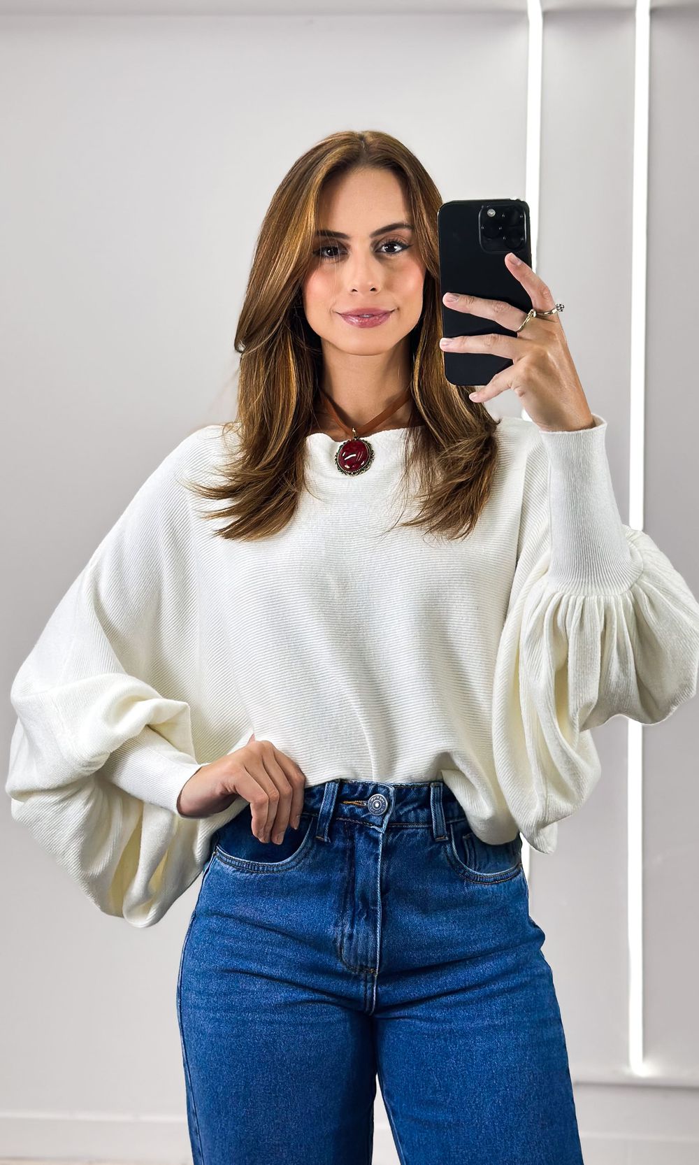 Blusa Ampla Tricô Modal Eloá - Off - Jack Modas, Moda Feminina e Acessórios 