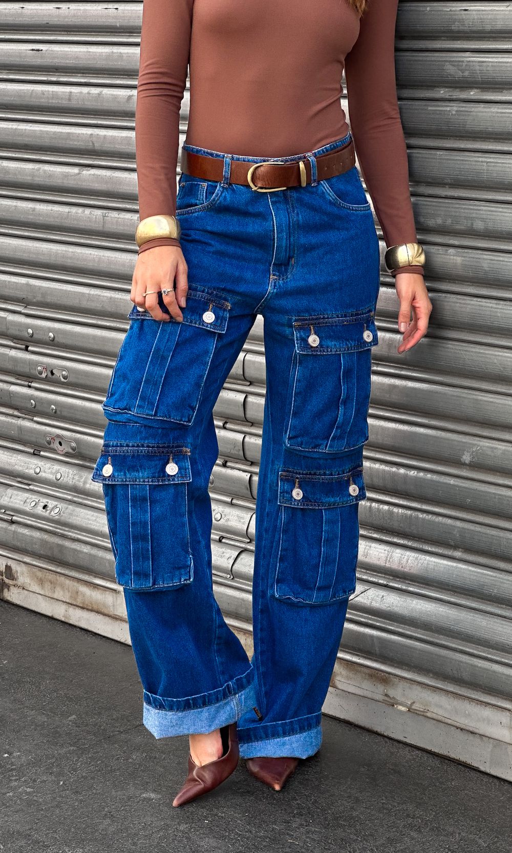 Calça Jeans Multi Cargo - Azul Médio - Jack Modas, Moda Feminina e Acessórios 