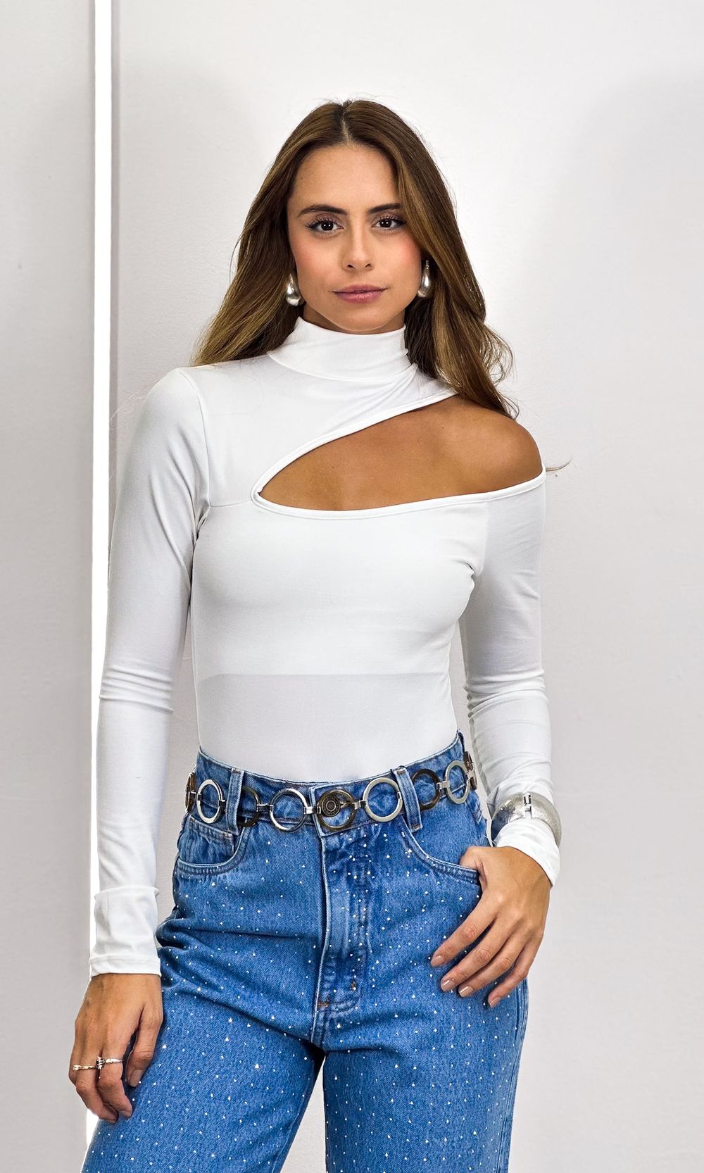 Body Poliamida Assimétrico Gola - Branco - Jack Modas, Moda Feminina e Acessórios 