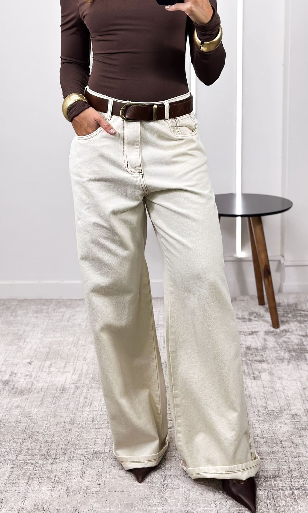 Calça Jeans Baggy - Bege - Jack Modas, Moda Feminina e Acessórios 