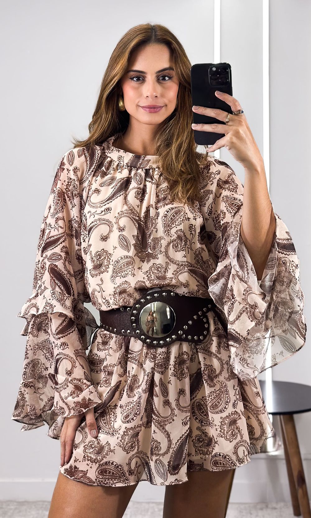 Macaquinho Crepe Paisley - Marrom - Jack Modas, Moda Feminina e Acessórios 