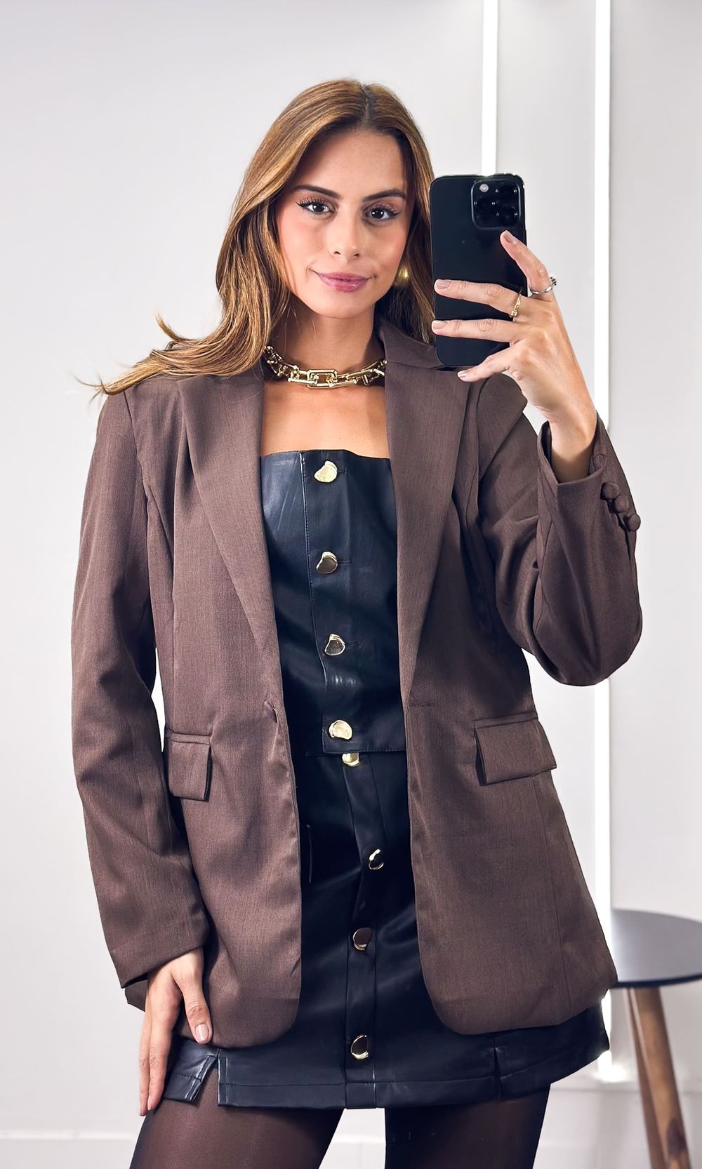 Blazer Alfaiataria Augran - Marrom Escuro - Jack Modas, Moda Feminina e Acessórios 