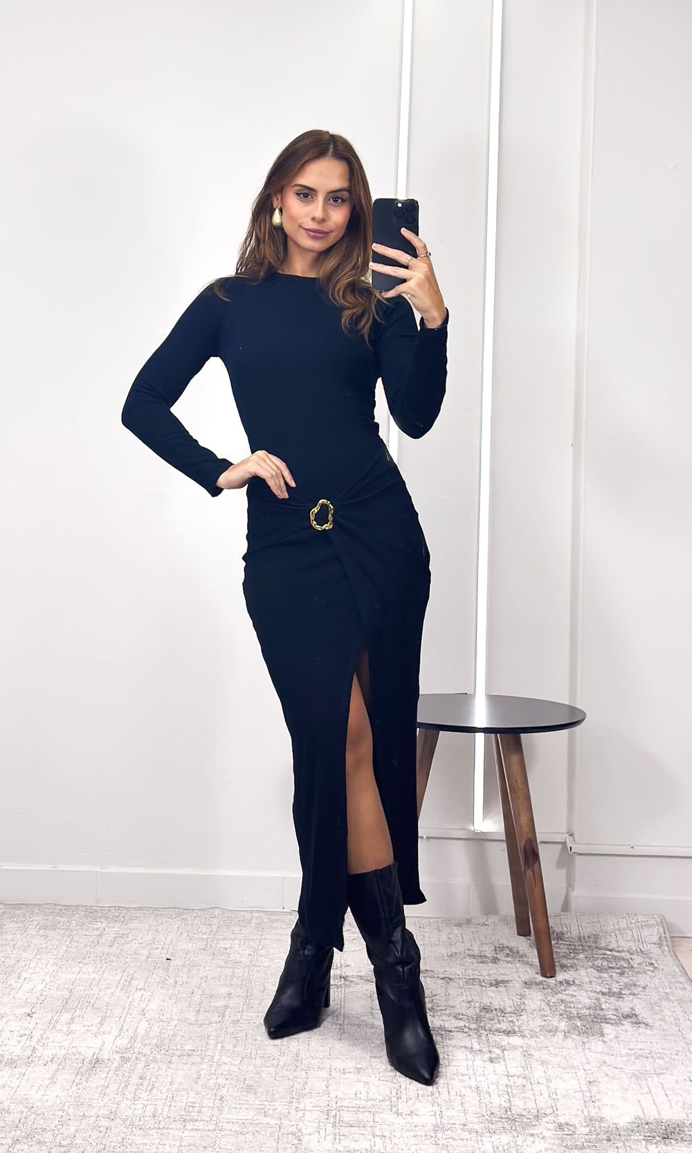 Vestido Canelado Fivela Orgânica - Preto - Jack Modas, Moda Feminina e Acessórios 