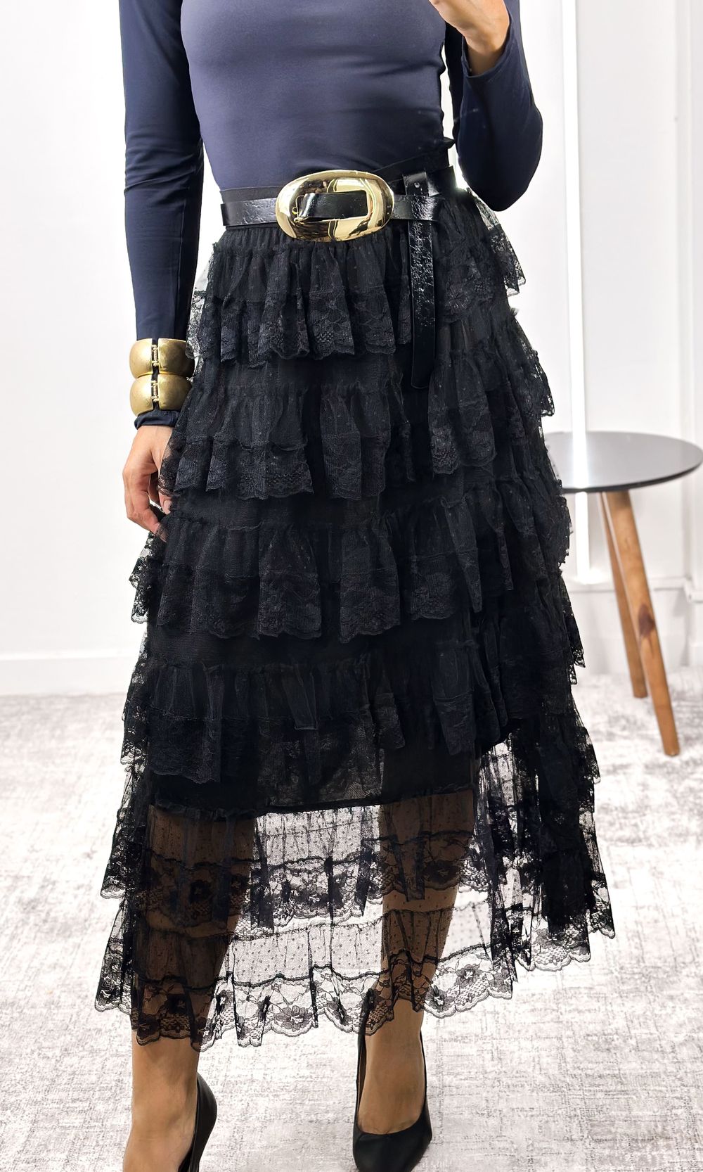 Saia Tule Bordado Em Camadas - Preto - Jack Modas, Moda Feminina e Acessórios 