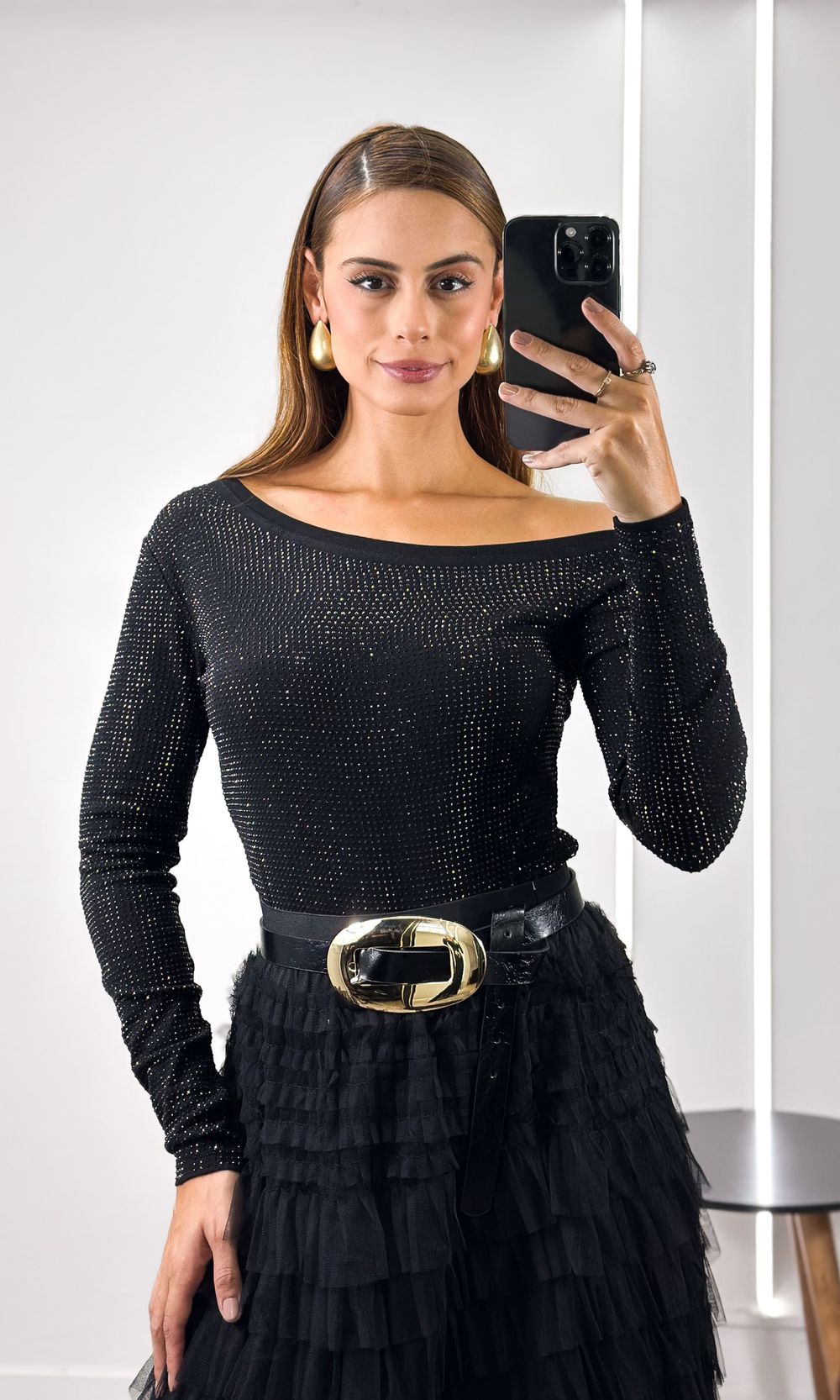 Body Assimétrico com Brilho - Preto - Jack Modas, Moda Feminina e Acessórios 