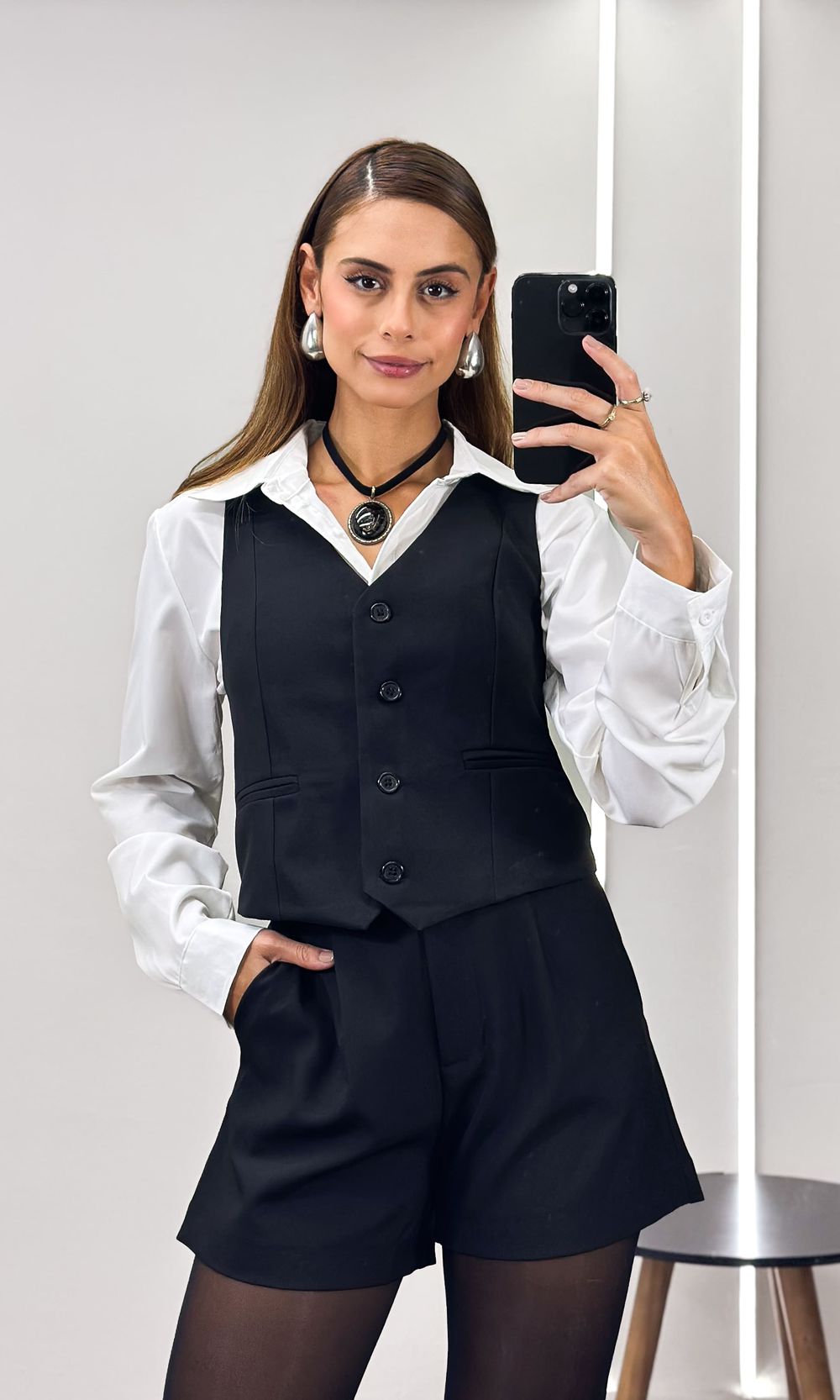 Conjunto Alfaiataria Colete e Short Mormo - Preto - Jack Modas, Moda Feminina e Acessórios 