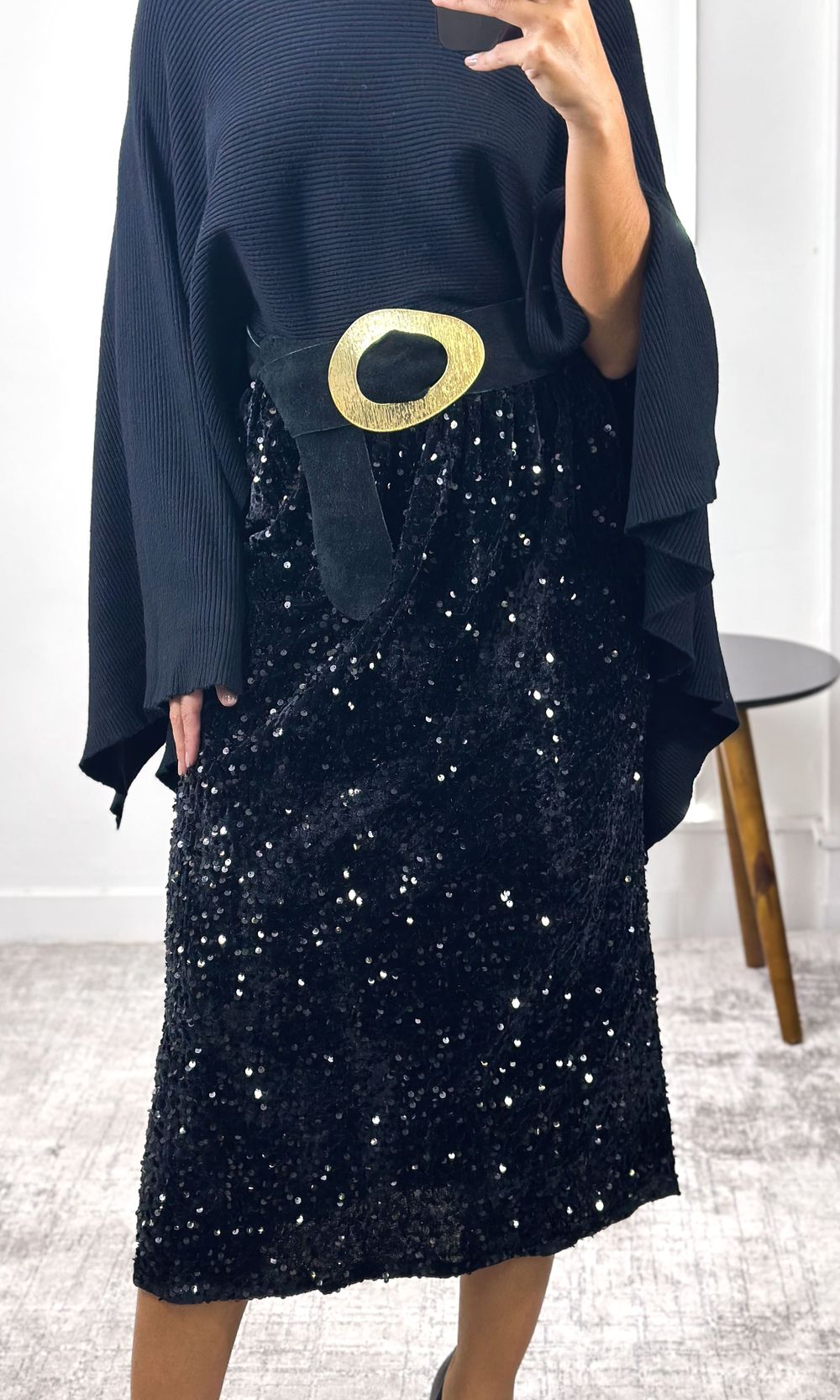 Saia Midi Paetês - Preto - Jack Modas, Moda Feminina e Acessórios 