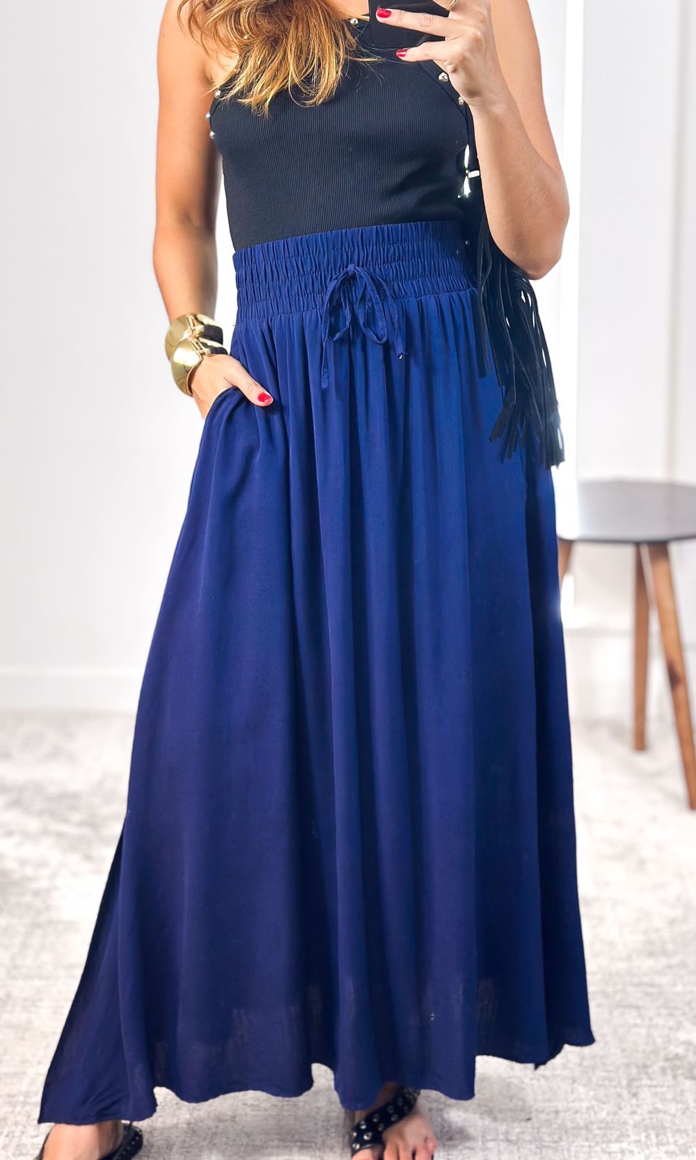 Saia Midi Godê - Azul Marinho - Jack Modas, Moda Feminina e Acessórios 