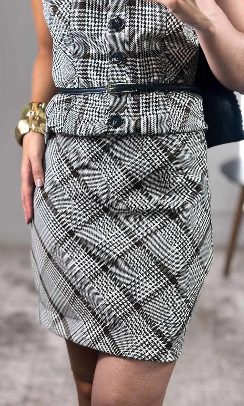 Saia Curta Xadrez - Marrom - Jack Modas, Moda Feminina e Acessórios 