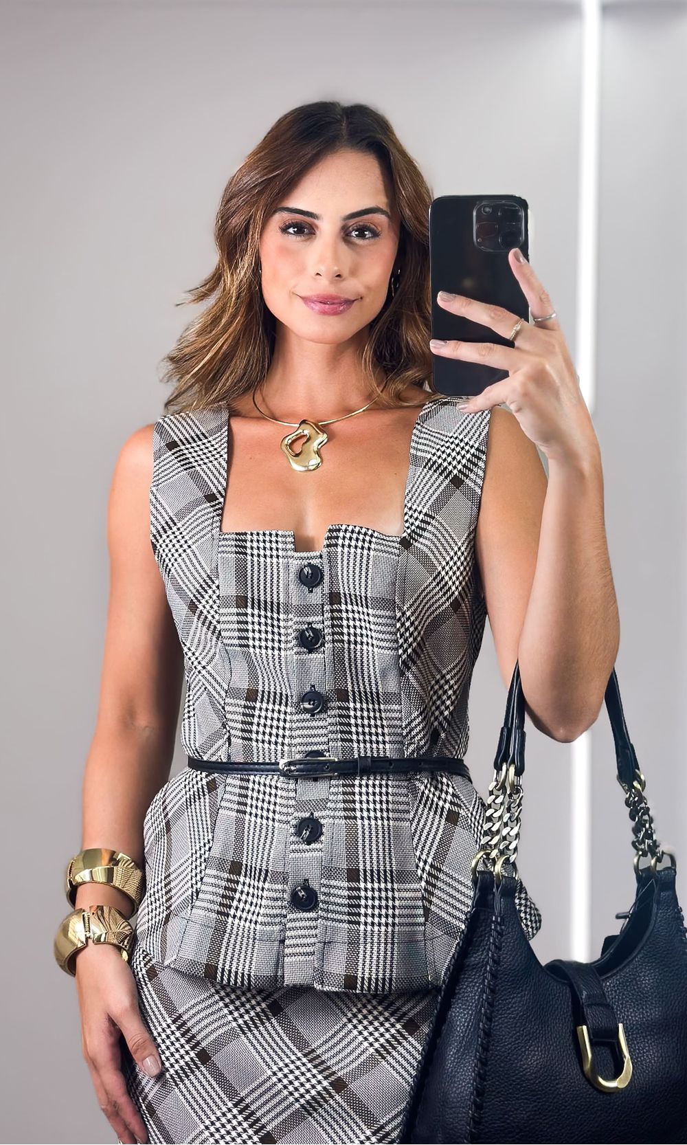 Blusa Peplum Xadrez - Marrom - Jack Modas, Moda Feminina e Acessórios 