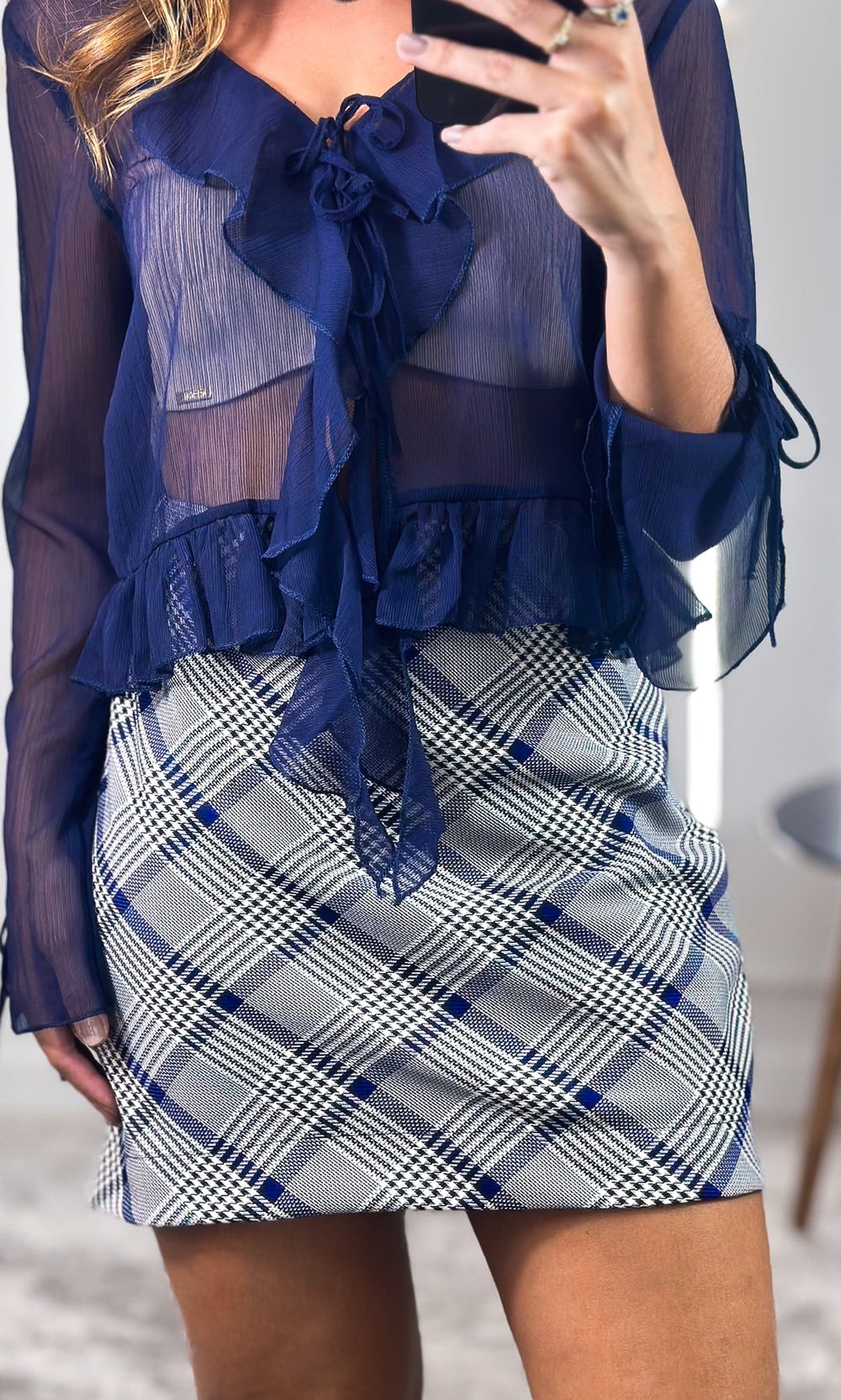Saia Curta Xadrez - Azul - Jack Modas, Moda Feminina e Acessórios 