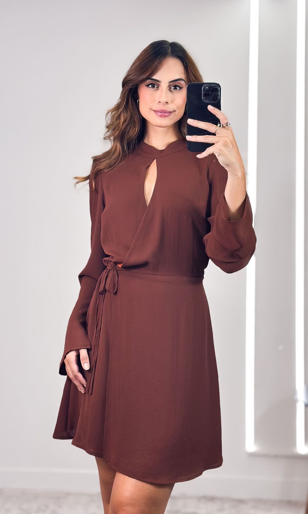 Vestido Curto Gola Alta - Marrom - Jack Modas, Moda Feminina e Acessórios 