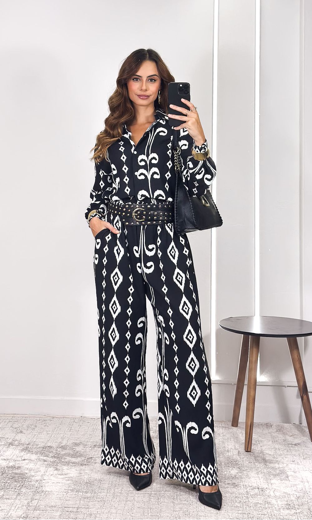 Conjunto Paisley Camisa e Calça - Preto/Branco - Jack Modas, Moda Feminina e Acessórios 