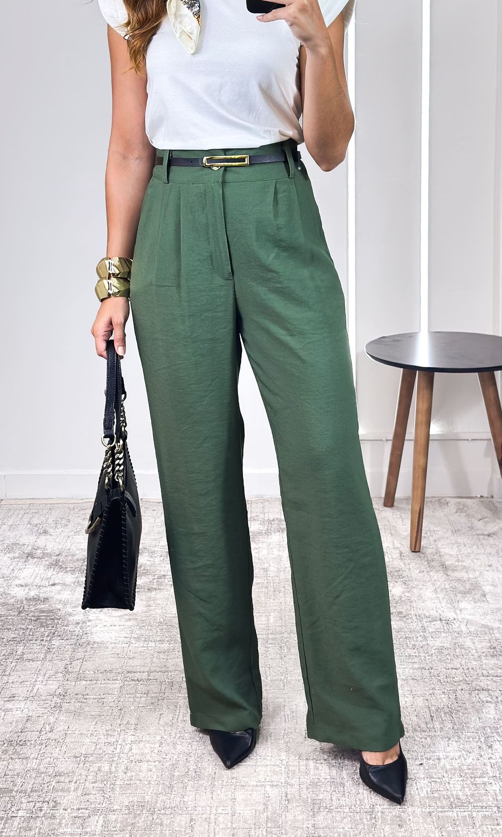 Calça Wide Leg com Cinto Haze - Verde - Jack Modas, Moda Feminina e Acessórios 