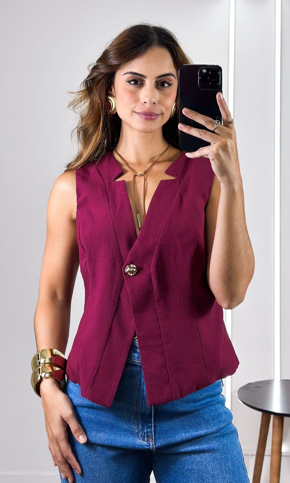 Colete 1 Botão Orgânico - Marsala - Jack Modas, Moda Feminina e Acessórios 