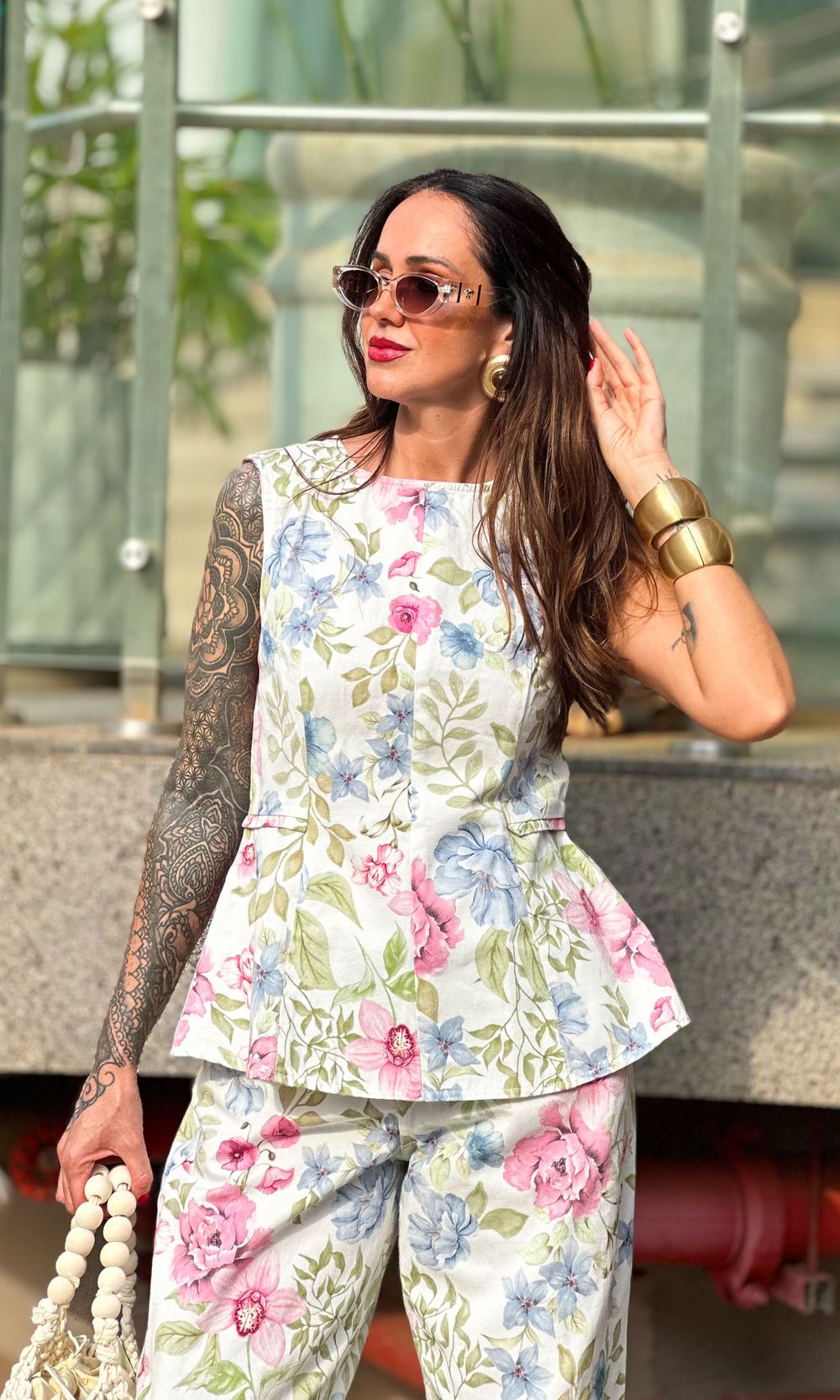 Blusa Peplum Jeans Equivoco Floral - Off - Jack Modas, Moda Feminina e Acessórios 