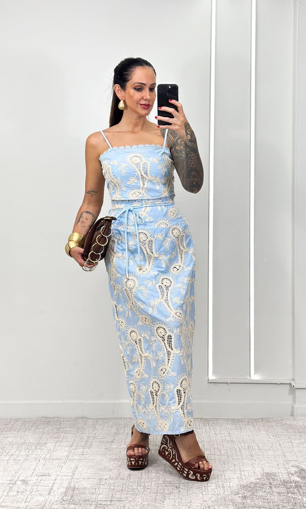 Conjunto Crochê Paisley Cropped e Saia - Azul - Jack Modas, Moda Feminina e Acessórios 