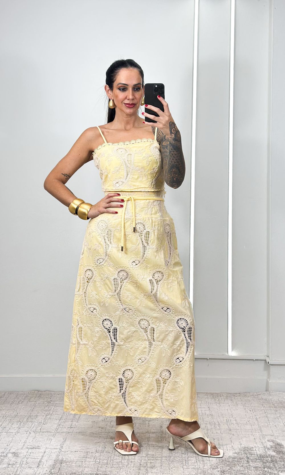 Conjunto Crochê Paisley Cropped e Saia - Amarelo - Jack Modas, Moda Feminina e Acessórios 