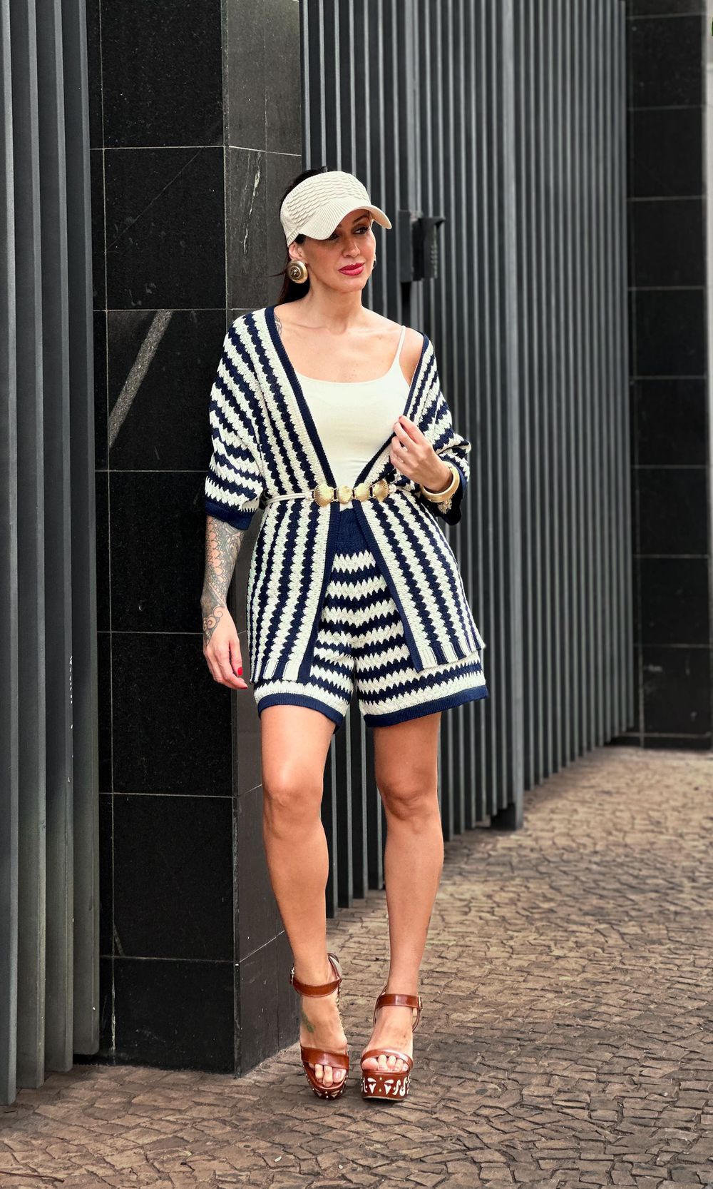 Conjunto Crochê Kimono e Short - Azul Marinho/Cru - Jack Modas, Moda Feminina e Acessórios 