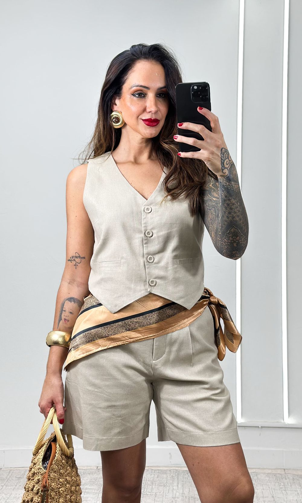 Colete Clássico Linho - Caqui