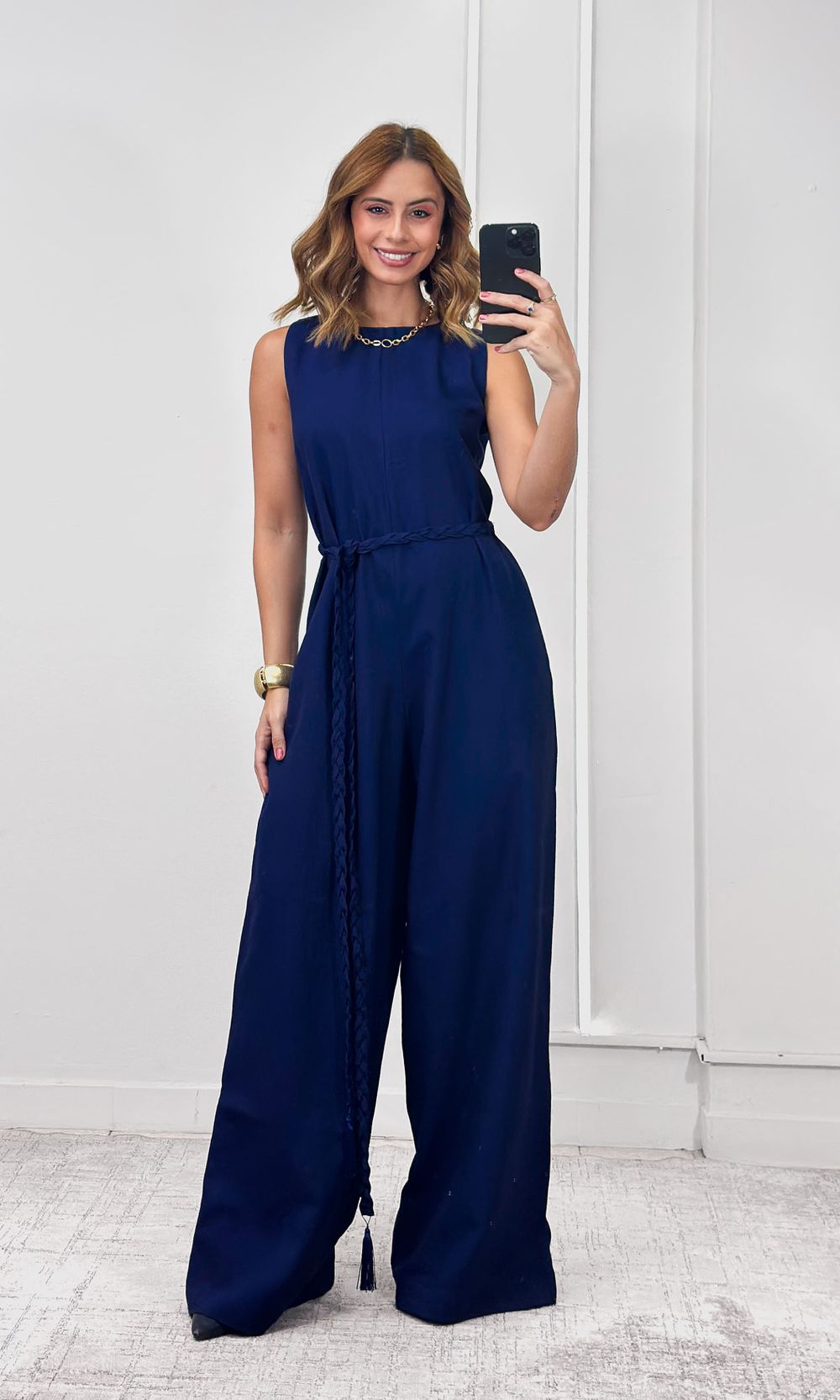 Macacão Liocel Cinto Tressê - Azul Marinho - Jack Modas, Moda Feminina e Acessórios 