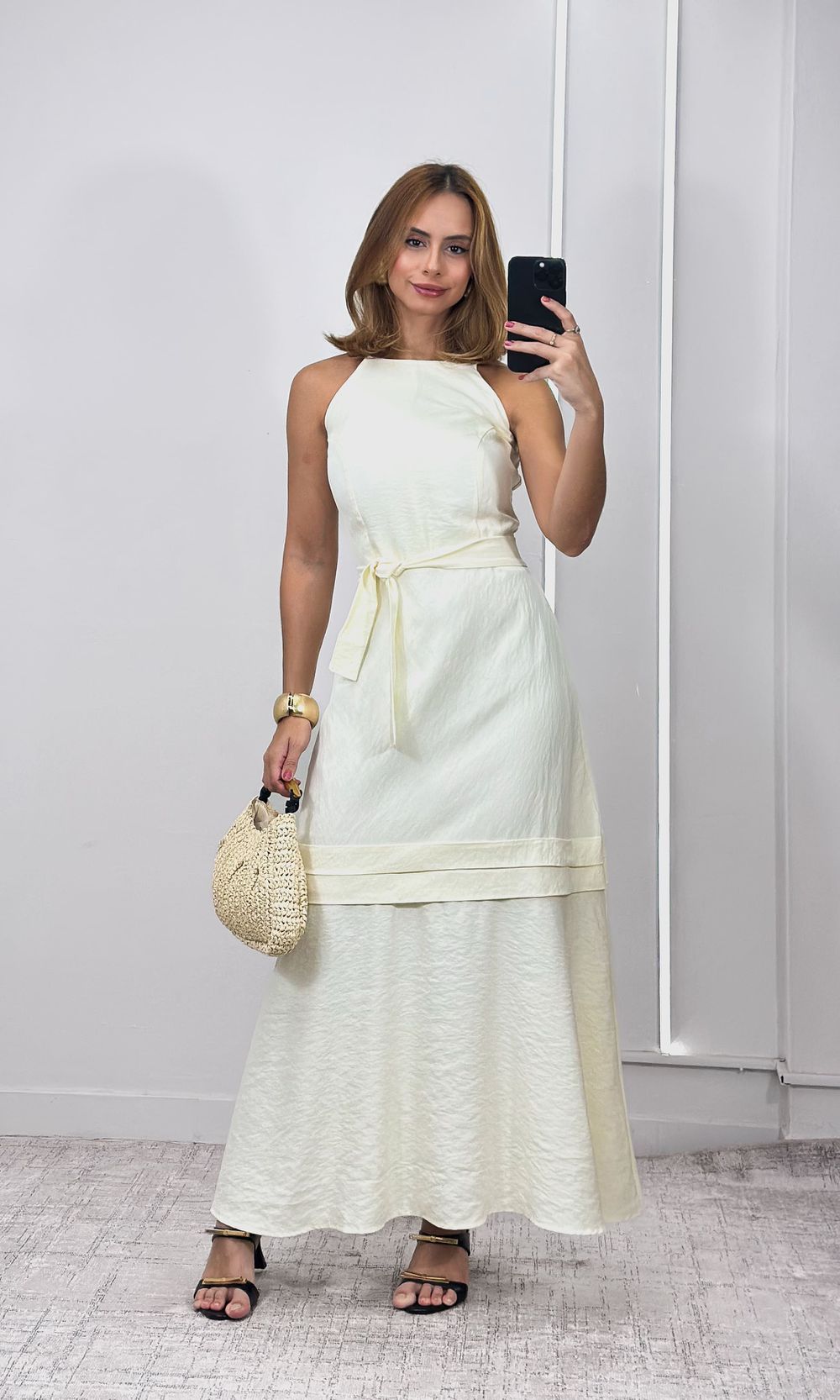 Vestido Liocel Evasê com Faixa - Amarelo Manteiga - Jack Modas, Moda Feminina e Acessórios 