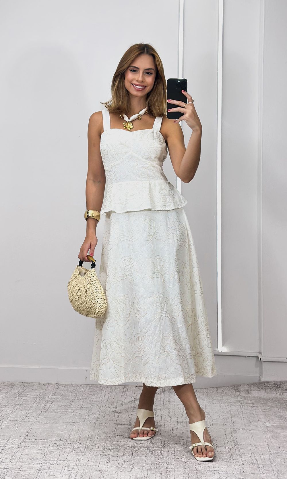 Vestido Corset Bordado - Off/Bege - Jack Modas, Moda Feminina e Acessórios 