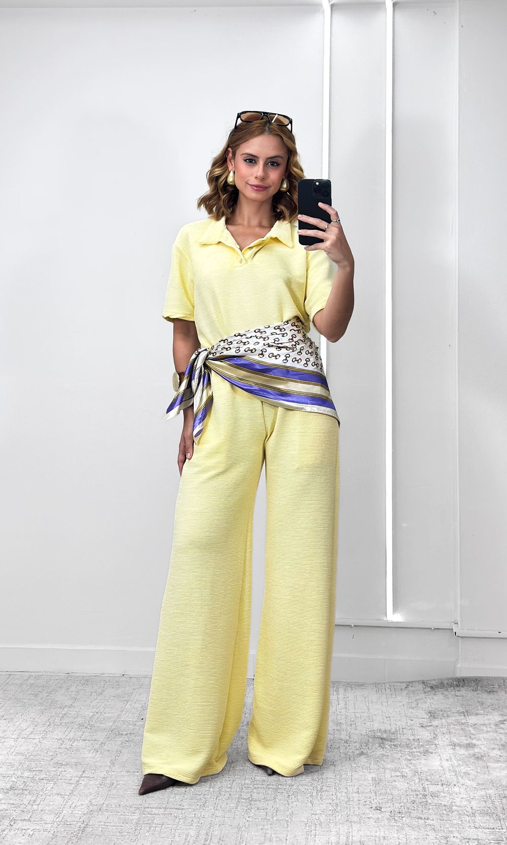 Conjunto Canelado Blusa Polo e Calça - Amarelo Can... - Jack Modas, Moda Feminina e Acessórios 