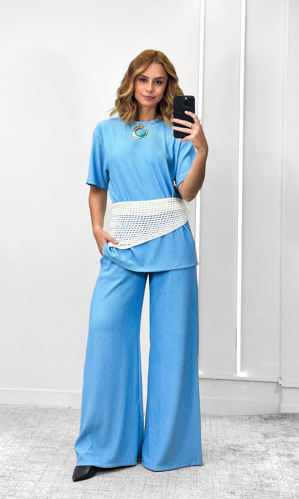 Conjunto Canelado Camiseta e Calça - Azul Candy - Jack Modas, Moda Feminina e Acessórios 
